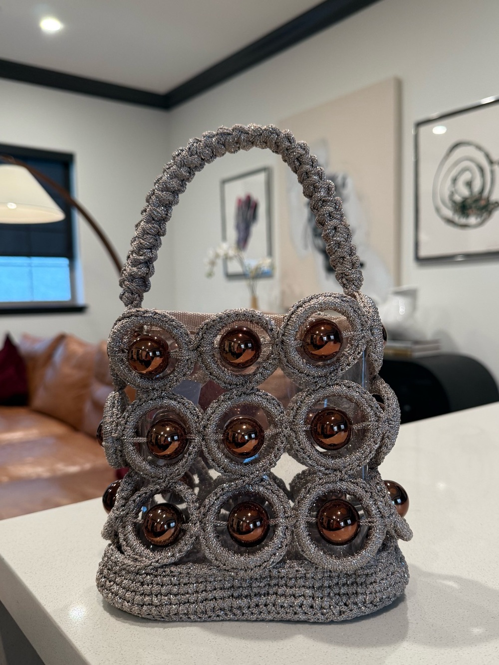 NWOT✨ My Beachy Side Rafa Hand-Crocheted Beaded Bucket Bag Stone Cult Gaia Style - Picture 3 of 9